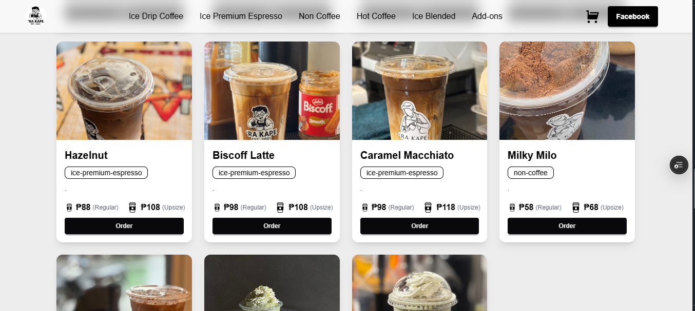 Rakape - Coffee shop website